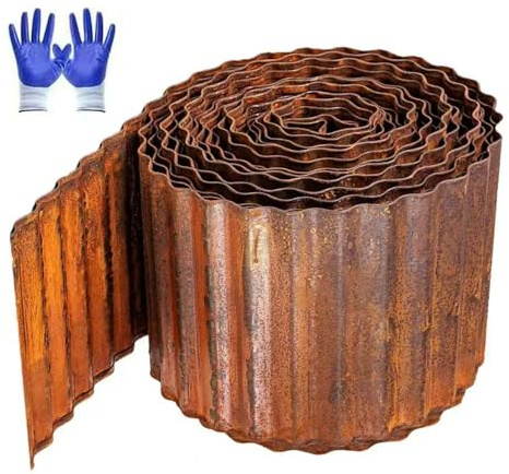11.5M Rasenkante aus Cortenstahl, Rasenkante aus Metall 15 cm Hoch, Einfache Montage - Robustes Stay-in-Place Design, Beeteinfassung aus Metall, für Beeteinfassung Mähkante Palisade Gartenbeet