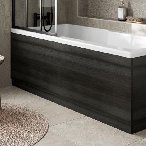 Baystone® Modern 1700mm Front Side MFC Bath Panel 16mm Wooden Panels for Bathroom Baths Soaking Tubs, Adjustable Plinth, Easy to Cut, Charcoal Grey