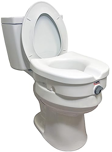 Carex E-Z Lock Raised Toilet Seat, Elongated Toilet Seat Riser, Adds 5 Inches of Height, 300 lbs Capacity, Elevating and Raising Seat for Elderly and Handicap, Universal, Slip-Resistant, White