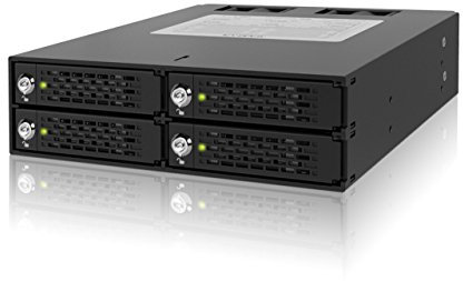 ICY DOCK Robusto rack mobile, backplane a gabbia con serratura a chiave Hot Swap 4 x SSD/HDD SATA/SAS da 2,5 in 1 alloggiamento interamente in metallo da 5,25 - ToughArmor MB994SK-1B