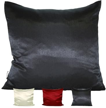 beties Glanz Satin Kissenbezug ca. 80x80 cm edel, fein fließend aus deutschem Unternehmen für Haare und Haut Seiden-Optik (schwarz)