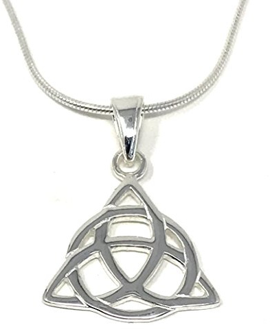 Plata de Ley Triqueta Triqueta Colgante con Cadena de Serpiente