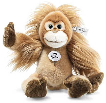 Steiff Kuscheltier Elani Baby-Orang Utan, Süßes Stofftier mit Kunststoffaugen, Kinder, Jungen & Mädchen, Plüschtier 28 cm, Hellbraun, 062018