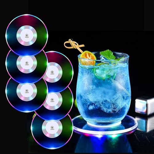 TINYOUTH LED-Untersetzer für Getränke, ON/OFF, Einweg-LED-Trink-Untersetzer, wasserdicht, beleuchtete Untersetzer für Getränke, Acryl-Untersetzer für Partys, Weihnachten, bunte LED-Untersetzer