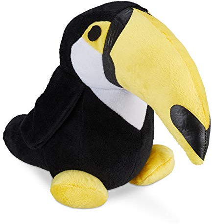 Relaxdays Türstopper Tukan, für Boden, Stoff weich, dekorativer Türpuffer innen, 1 kg schwer, 20 cm hoch, 50% Polyester, Schwarz, Gelb, Weiß, 1 Stück