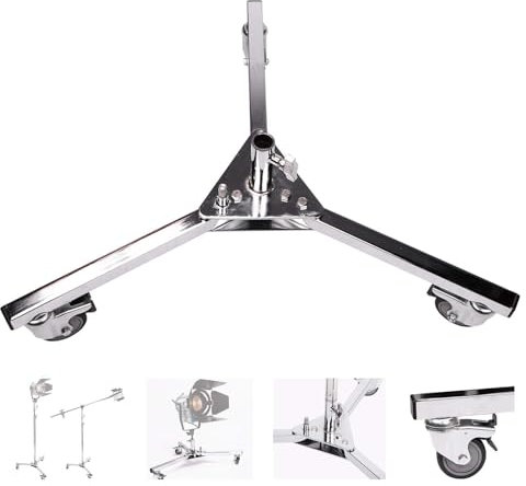 Super Heavy Duty C-Stand Base with Dolly Caster Wheels Stainless Steel Rollers Tripod Base Portable Turtle Base for Photography Lighting Stand, 70kg Max Load
