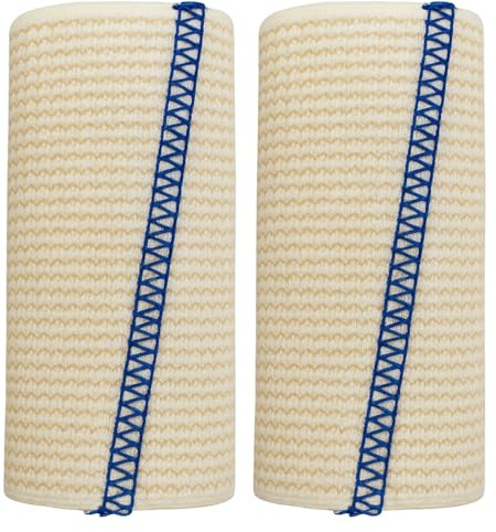 4-inch Premium Grade Elastic Bandage Wrap | Injuries, Sprains, Edema, Support, Compression | Use on Knee Ankle Leg Arm Body | Self Closures Both Sides | Non-Latex Fabric | 2-Pack | by Spa Slender