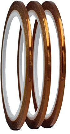 ACIT, Nastro adesivo Poliimmide resistente alle Alte Temperature, Kit 3 rotoli, nastro termico Con Adesivo Silicone, Stampanti 3d, mascheratura, saldatura isolamento di Circuiti (3mm x 33m)