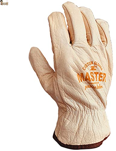 BricoLoco.com Guante trabajo piel cuero flor vacuno natural. 2 pares. Talla 7. Jardín, jardinería, construcción, conductor. CE CAT II. ¡¡¡RIESGOS MECÁNICOS Y TÉRMICOS!!! (2, Talla 7)