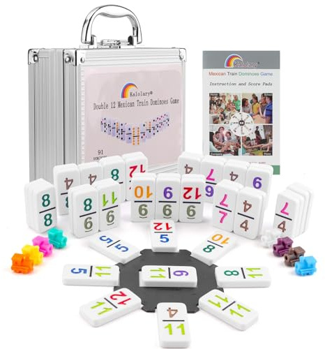 Kalolary 91 Tiles Double 12 Mexican Train Number Dominoes