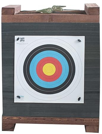 Yate Lamellen Zielscheibe im Holzrahmen mit Gurtband Größe 60x60x30cm für Bogenschießen bis 80 lbs I Bogenschießscheibe für Indoor und Outdoor