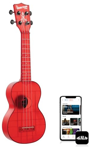 Kala Ukulele Maritime Red 4 String Soprano Ukulele from the Waterman Sea Glass Collection, Classroom Instruments