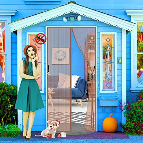 Porte Moustiquaire 125x225cm(49x89inch) Magnétique Moustiquaire Porte Rideau Kit d'installation Complet pour Couloirs Portes Patio Rideau, Gris A