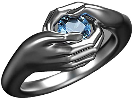 TianWlio Edelsteinringe Ring Umarmungsring Blau Versprechen Paar Hände Für Sie Liebesring Nur Zirkonringe Zwei Finger Ringe (G, One Size)