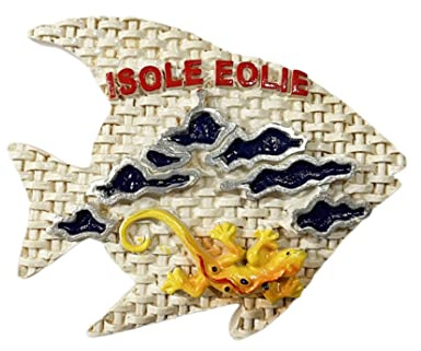 Sicily Italy - Calamita da frigorifero 3D Isole Eolie, idea regalo per souvenir, in resina, fatta a mano, motivo: Eolie, collezione di decorazioni per la casa e la cucina