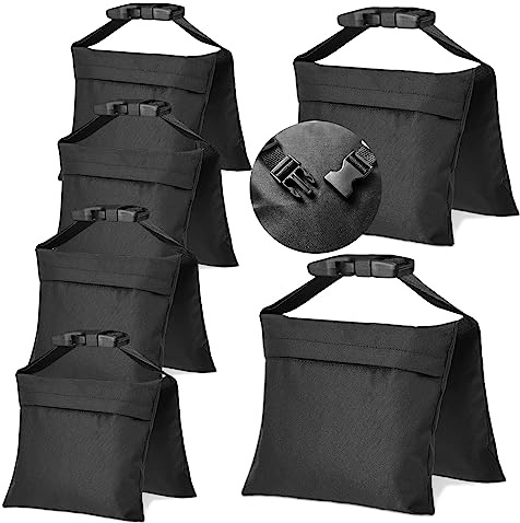 ifkdnr 6 Packungen Sandsäcke, robuste Sandsäcke mit 12 PE-Beuteln, Sandsäcke mit Schnallenriemen für Unterstützung, Lichtständer, C-Ständer, Lichtständer mit Lenkrolle, mehr 2/4/6/8/10/12/14 Packungen