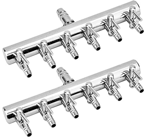 Pssopp Aquarium Luftverteiler Luftstromregler Rückschlagventil 2 Stück 6 Wege Aquarium Luftregelventil Edelstahl Luftabsperrhahn Aquarium Luftpumpe Zubehör für 4/8mm Schlauch Luftpumpe