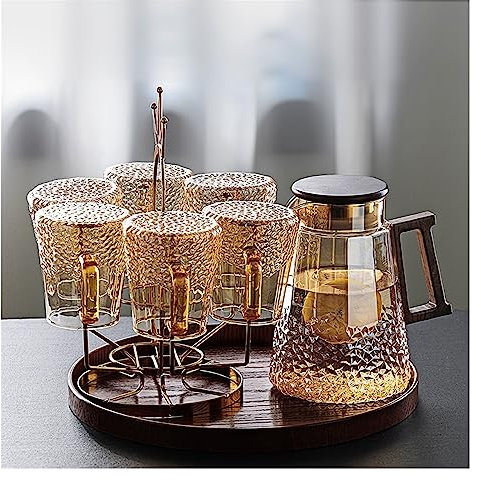 Pichet à Eau Tasse à eau ensemble maison résistant à la chaleur salon nouvelle maison tasse à thé bouilloire froide ensemble d'eau Carafe à Eau/Pichet en Verre (Color : Bruin)