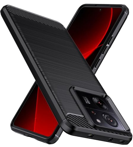 Natbok Funda para Xiaomi 13T/Xiaomi 13T Pro,TPU Suave + Fibra de Carbono Flexible Carcasa Grado Militar a Prueba de Golpes, Anti-Raspaduras, Antideslizante, Negro