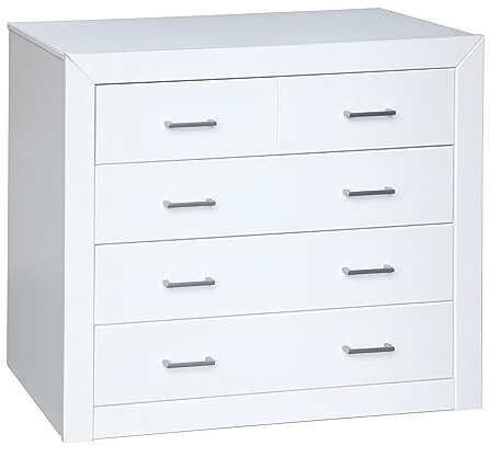MOBLIT Cómoda Dormitorio con Cajones – Madera de Pino Macizo, Serie Kalpe Acabado Lacado Blanco, Cajonera Auxiliar Robusta para Dormitorio 80x95x40 cm