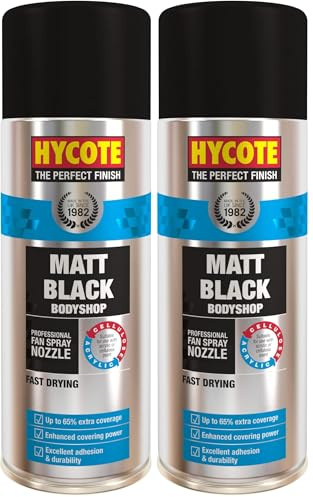 Hycote Bodyshop Fast Drying Aerosol Car Spray Paint, Matt Black, 400 ml (Pack of 2)