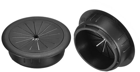 sourcing map 2Pcs Cable Hole Cover, 2-3/8 Inch (60mm) ABS Desk Cable Wire Cord Grommet Hole Cover for Office Computer Desk Wire Organizer, Black