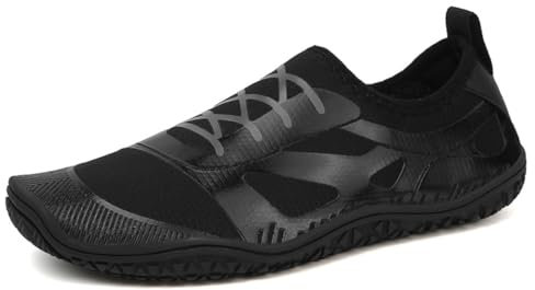 AUXDIQ Schwimmschuhe Badeschuhe Aquaschuhe Surfschuhe Wasserschuhe Strandschuhe Barfuß Schnell Trocknend für Damen Herren, Schwarz, 41 EU