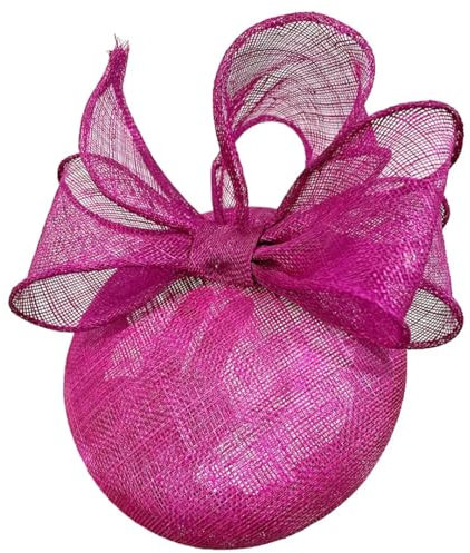 Fascinator mit Schleife, aus Leinen, mit Haarband, Haarschmuck für Damen, fuchsia, box packing