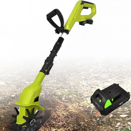Garden Rotary Tiller Rotavator, Electric Ripper Cultivator, Mini Weeder Power Tool with 20V Rechargeable Lithium Battery, 25cm Working Width, 22cm Tilling Depth for Gardens, Vegetable Plots
