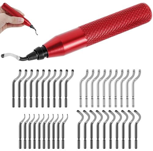 Deburring Tool Kit with 41 HSS Blade Burr Removal Tool Metal Edge Deburring Hand Tool BS1010+BS1018+BK3010+BS3010 Blades for Brass Steel PVC Pipe Wood 3D Printing