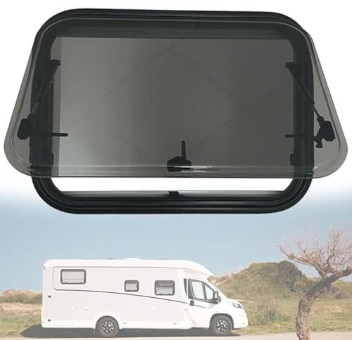 Beachtiful Fenêtre de Camping-Car, Fenêtre de Camping-Car Teintée (Coins Arrondis), avec Rideau de Gaze Intégré et Rideau Occultant, pour Mur de 30 à 80 mm D'épaisseur,50x35cm