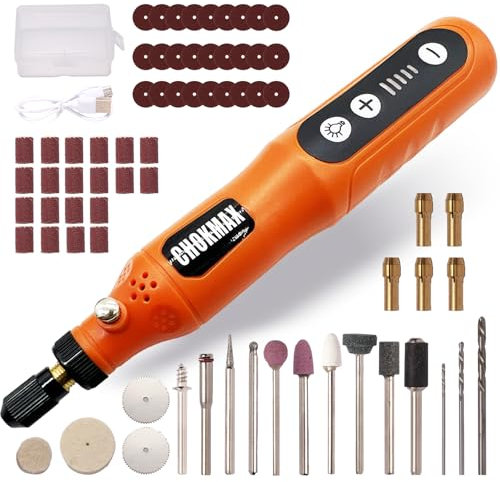 CHOKMAX Mini Cordless Rotary Tool, 5-Speed Grinder Kit with 72 Accessories and Front LED Light, Type-C Charging Art Craft Tool for Engraving, Sanding, Polishing, Drilling, Grinding