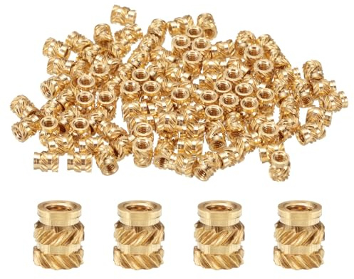 QUARKZMAN 100 piezas de Insertos Roscados de Latón M2 para Calentar, Inserto M2x4mm, OD 3.5mm Tuercas Insertadas con Estrías, Tuercas de Latón para Impresión 3D con Rosca Hembra Insertada | Insertos de calor Latón roscado inserto, para productos electrónicos de impresión 3D