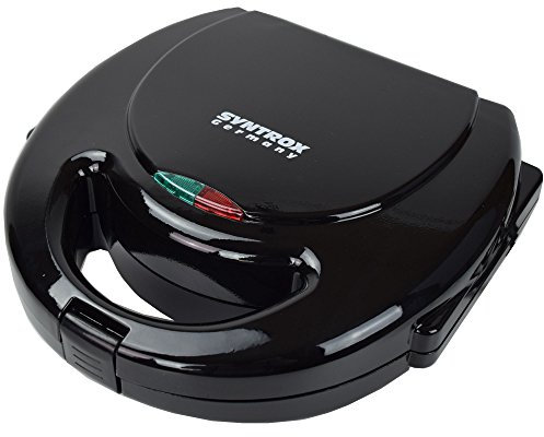 Syntrox Sandwichmaker Albal | Sandwich Toaster mit entnehmbaren Platten | Antihaftbeschichtet, Schwarzes Design, Edelstahl, 750 Watt Leistung, Spülmaschinengeeignete Sandwichplatten
