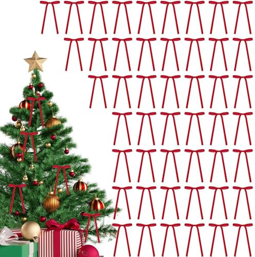 24/48/72 Stück Samt Weihnachtsschleifen - 12,7x17,8cm Rustikale Samtschleife Vintage Dekoration | Weihnachtskranzschleifen | Weihnachtsbaumschmuck Für Hochzeiten Geburtstagsfeiern Weihnachten
