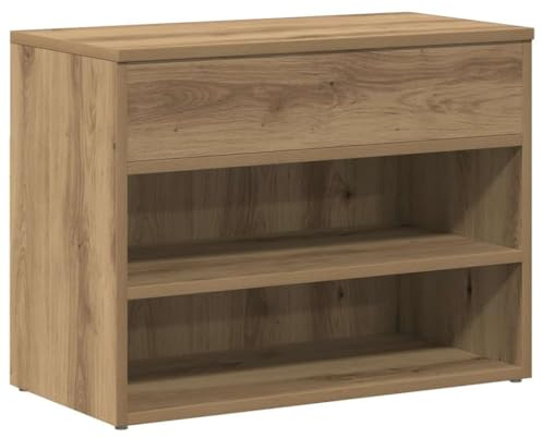 vidaXL Skobänk artisan ek 60x30x45 cm konstruerat trä, hallbänk, skoförvaring, bänk med förvaring, hallbänkar, bänk med skoförvaring