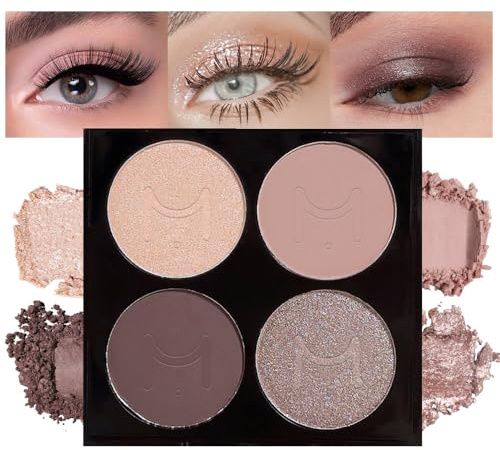 Lilbitty 4 Farben Lidschatten Palette, Korean Make Up Eyeshadow Mit Matte, Metallic Und Schimmer Effekte, Mit Integriertem Spiegel Und Langanhaltender Formel