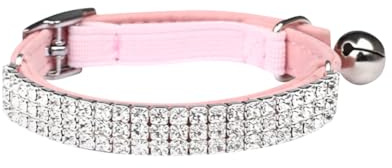 Bling Strass Haustierhalsband, verstellbar, Katzenhalsband, niedliches Kätzchen-Halsband, kleine Hunde, Kristall-Halsband, weiches Welpenhalsband, dekoratives Katzenhalsband mit Glöckchen für Mädchen,