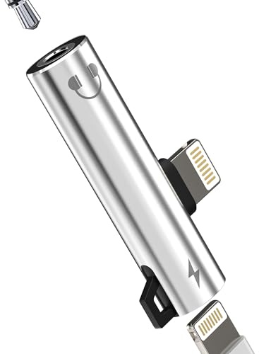 Adaptador Lightning a Jack 3.5mm Auriculares(2 en 1)para iPhone14 13 Pro Audio Cargador para Apple AUX Cable Conector Auxiliar Headphones Accesorios Doble Clavija Lighting Puerto Convertidor para iPad