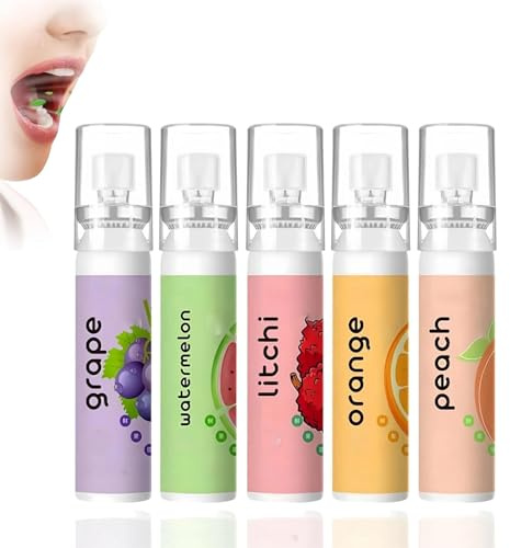 5Pcs Fruit Breath Spray for Fresh Oral Care - Mouth Spray for Bad Breath - Breath Fresheners - Effective Fresh Breath Spray