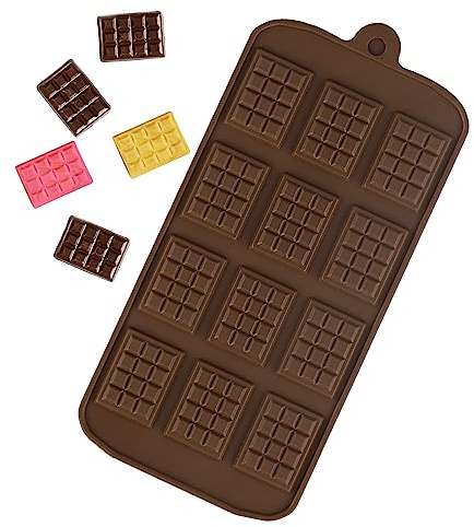 Small Silicone Mould, Mini Bar Moulds, Candy Chocolate Making Mold, 12-Cavity Small Break Apart Chocolate Molds Non-Stick Reusable DIY Baking Molds Candy Bar Moulds