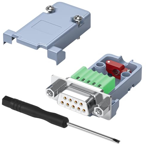 QIANRENON Kompakter DB9 Lötfreier Serieller Adapter Vergoldete DB9 Buchse Crimp Breakout Anschluss, D-SUB 9Pin Solderless Socket, Vordere Mutter, PVC Gehäuse, für Reparatur RS232/RS485/RS422 Port