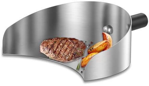 VAVPUP Paletta raccogli carne, 22,5 x 17,5 x 8 cm, pratica paletta in acciaio inox, spiedino girevole, paletta per la raccolta della carne, pratica paletta per barbecue (1 pezzo)