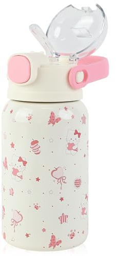 FYting Gourde Isotherme Enfant,Gourde Isotherme,Sans Bpa, Chaudes et Froides, Thermos en Acier Inoxydable 316 Portables avec Paille et Poignée, Pour Lécole, Voyages, Sports (Rose)