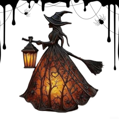 ZAMETTER Halloween Witch Lamp Witch Hat Led Lamp Decorative Standing Night Light Halloween Party Lighting LED Lamp Resin Made Table Light Desktop Decoration Spooky Creator