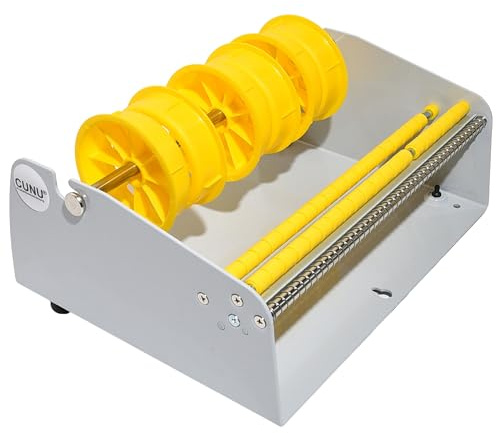 CUNU - Etikettenspender manuell für max. 266mm breite oder mehrere Etikettenrollen - Spender für Tisch und Wand - Etikettenrollenspender aus Metall inkl. 3 Rollenkern-Halterung und mit Saugnäpfen