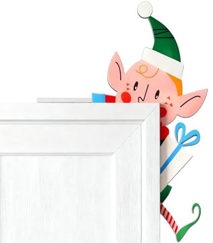 Weihnachten Deko Elf Türrahmen Deko – Weihnachtsdeko Tür Mit Doppelseitigem Elfen-Design & Klebepads – Lustige Türdeko Weihnachten Für Haus, Fenster, Kamin, Kühlschrank – Weihnachten Dekoration
