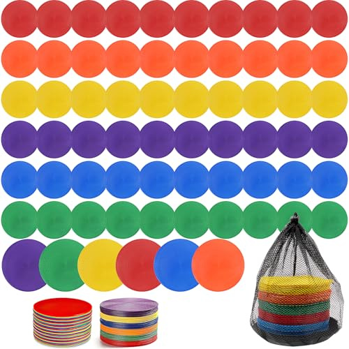 JTKDG 60 Stück runde Markierungsscheiben, 15 cm Fußball-Markierungsteller | Sportmarker Set, rutschfeste Training Marker für Gymnastik Fußball Basketball Tanzübungen Agilitätstraining