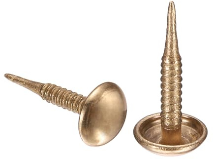 sourcing map 100 clavos de tapicería, tachuelas de tapicería de 6 x 13,5 mm, tachuelas de cabeza redonda, tachuelas decorativas para sofás, camas, proyectos de bricolaje, color dorado claro