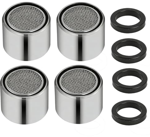 4 Pack Tap Aerators 22mm Female Thread Chrome Brass Water Saver Anti-Splash | Stainless steel filter with rubber washers; tool-free install, reduces noise & splashing for kitchen and bathroom taps